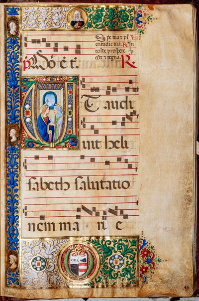 Piccolomini Könyvtár: Kóruskönyv, cod. 14.P., ff. 46r „St. Erzsébet, Giovanni di Giuliano Boccarditól, akit Boccardino az idősebbnek hívnak. alkotó: Unbekannter Künstler