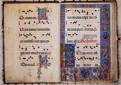 Piccolomini Könyvtár: kóruskönyv, cod. 8-H, ff. 1v-2r „Krisztus a Gecsemáné kertjében”, Bernardino Cignoni. alkotó: Unbekannter Künstler