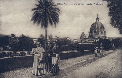 Pius pápa (1835-1914) Róma utcáin sétál - Képeslap 1903-1914 alkotó: William M. Timlin