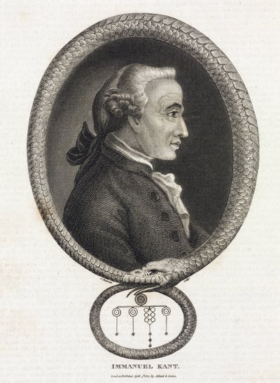 Immanuel Kant filozófus (1724-1804) portréja a farkába harapó kígyó által formált keretben alkotó: Unbekannt