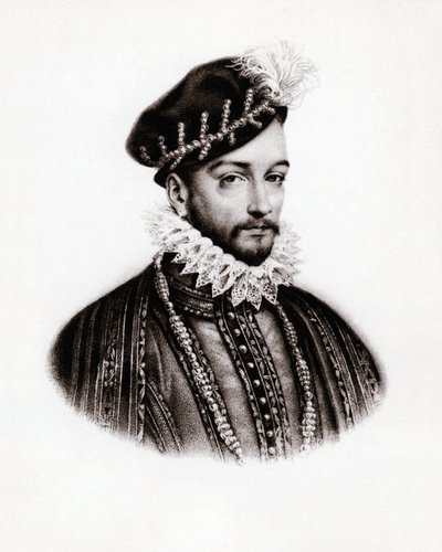 IX. Károly (1560-1574) francia király portréja, metszet, sd. alkotó: Unbekannter Künstler