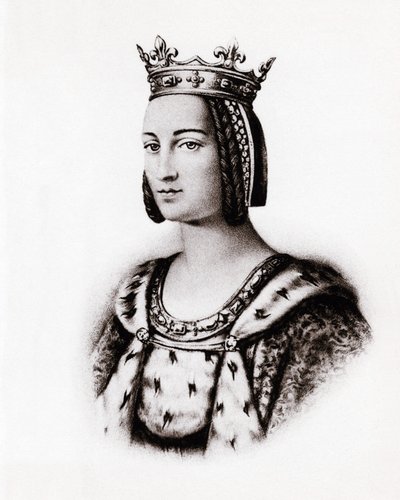 Charlotte de Savoie (1445-1483) francia királyné portréja, metszet, sd. alkotó: Unbekannter Künstler