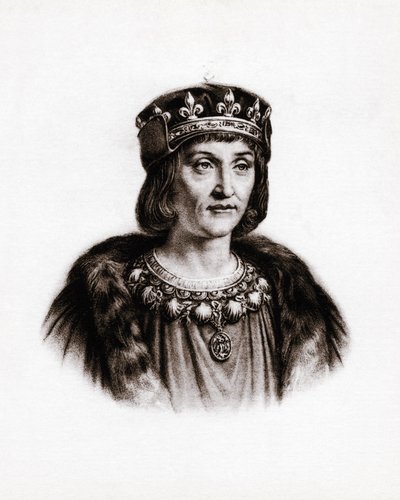XII. Lajos (1462-1515) francia király portréja. Metszet alkotó: Unbekannter Künstler