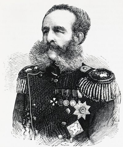 Dmitrij Ivanovics Szvjatopolk-Mirszkij herceg (1825-1899), orosz tábornok portréja, metszet alkotó: William M. Timlin