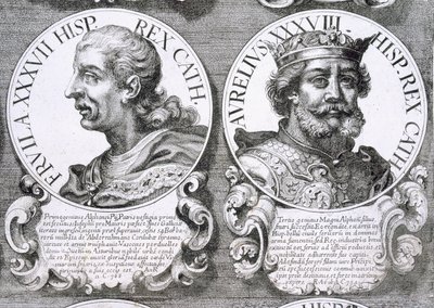 I. Fruela és Asturias Aurelius portréi (litho) alkotó: Unbekannt