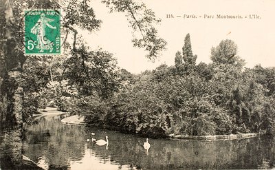 Képeslap/Parc Montsouris/Párizs/Seine/Ile de France/Franciaország alkotó: William M. Timlin