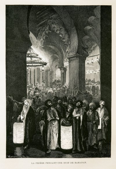 Imádság egy éjszaka alatt a ramadánban - illusztráció az egyiptomi atlaszból alkotó: Unbekannter Künstler