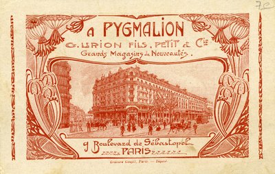 Pygmalion- francia áruház reklámja. alkotó: Unbekannter Künstler