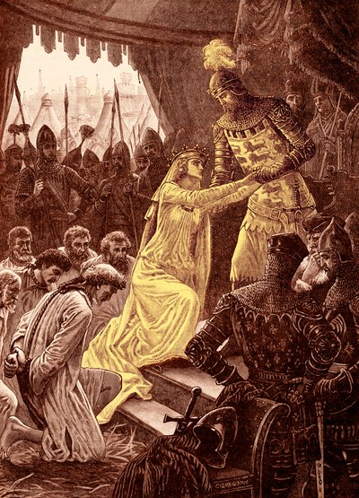 „Fülöpö királynő közbenjáró a calais-i polgárokért” 1347-ben (metszet) alkotó: Unbekannter Künstler
