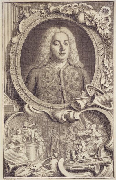 RM 7.f.5 George Frederick Handel (1685-1759), "Izrael Egyiptomban" előképe, Jacobus Houbraken (1698-1780) metszete alkotó: Unbekannter Künstler