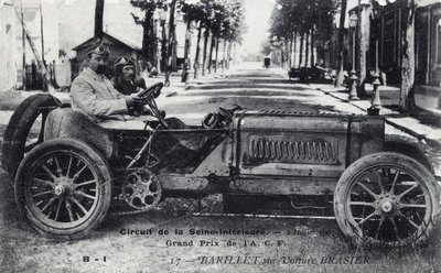 Racing, Grand Prix de France (ACF): Barrel Brasier autót vezet a Seine Inferior pályán, július 2. alkotó: Unbekannt