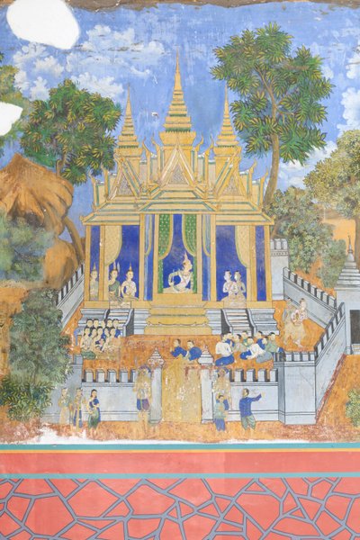 Reamker-freskók a kambodzsai Phnom Penh királyi palotakomplexumának falait díszítő (fotó) alkotó: Unbekannter Künstler