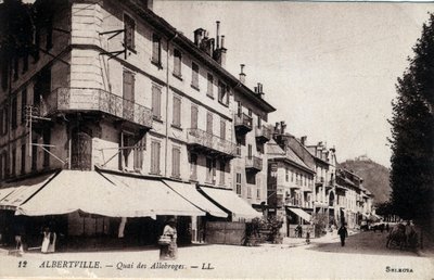 Rhone Alpes, Savoie (73), Albertville: kilátás a Quai des Allobroges-ra - Képeslap 19.-20. század vége alkotó: William M. Timlin