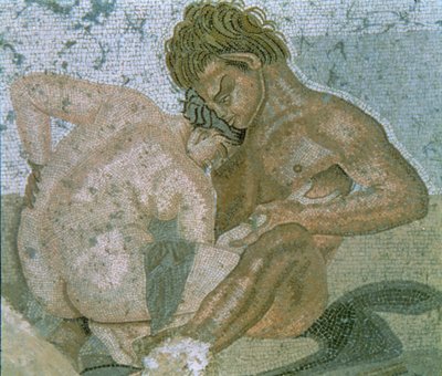 Satyr and Maenad, a Faun Háza mozaikjának részlete alkotó: Unbekannter Künstler