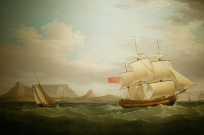 Hajó a dél-afrikai Fokváros előtt. Festmény. Nemzeti Kulturális Múzeum, Pretoria, Dél-Afrika alkotó: Unbekannter Künstler