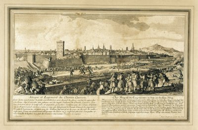 Spanyolország: A spanyol örökösödési háború (1714). Barcelona ostroma. (metszet) alkotó: Unbekannter Künstler