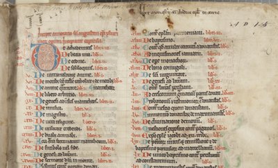 Hippo Szent Ágoston „Opera”, Fol 2 recto, részlet, 1200 körül (toll és tinta pergamenen) alkotó: Unbekannt