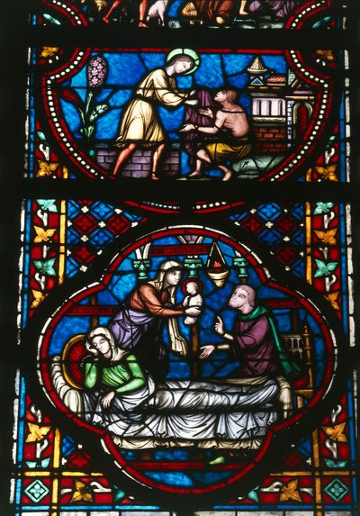 A Tournai Notre Dame székesegyház ólomüvege, Belgium (festett üveg) alkotó: Unbekannter Künstler