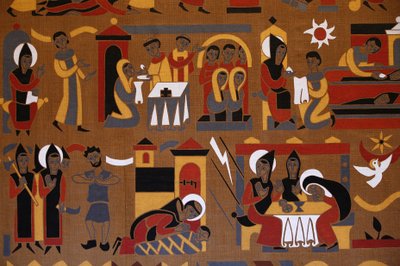 Gobelin a Saint-Pierre de Solesmes apátságban: Szent Benedek élete, Solesmes, Franciaország alkotó: Unbekannt