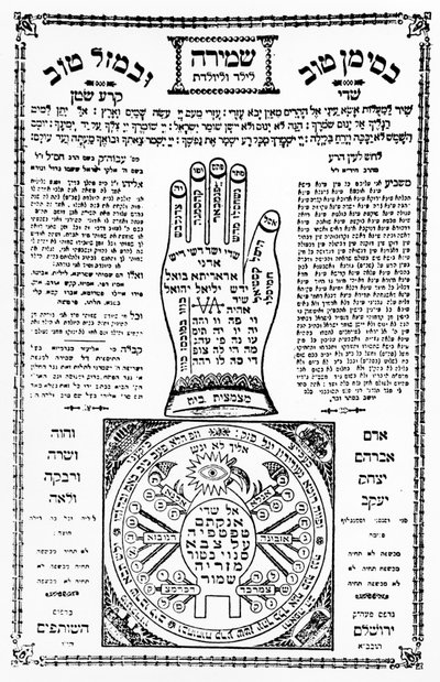 Tefillah (filaktéria) kézzel Palesztinából, 1930 körül (nyomtatott papír) alkotó: Unbekannt