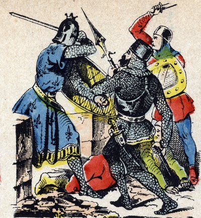 A taillebourg-i csata IX. Lajos francia király és testvére, Poitiers grófja, Alfonz között a vazallus lázadók, III. angol Henrik és X. Hugues Lusignan ellen. Epinal kép 19. század (metszet) alkotó: Unbekannter Künstler