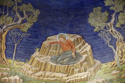 Minden Nemzetek Egyháza, más néven az Agónia temploma vagy Bazilikája, Krisztus kínjában, a Gecsemáné-bazilika mozaikja, Jeruzsálem, Izrael alkotó: Unbekannt
