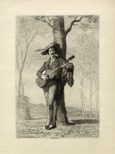 A gitáros, Franciaország, 1870 körül (metszet) alkotó: Unbekannter Künstler