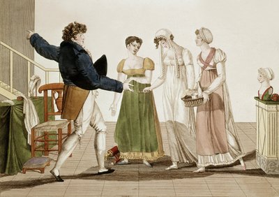 A divattervező az első franciaországi birodalom idején (1804-1815), metszet alkotó: Unbekannter Künstler