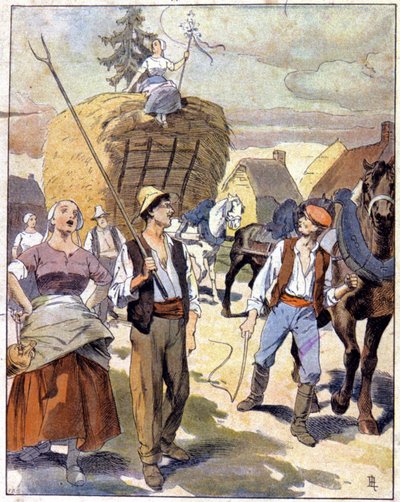 Az utolsó búzakocsi a Beauce-ban, 1910 körül (illusztráció) alkotó: Unbekannter Künstler