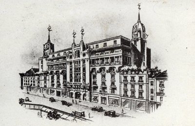 Termálturizmus: a Carlton szálloda látképe Vichyben, Franciaország, 1905 körül (képeslap) alkotó: Unbekannter Künstler