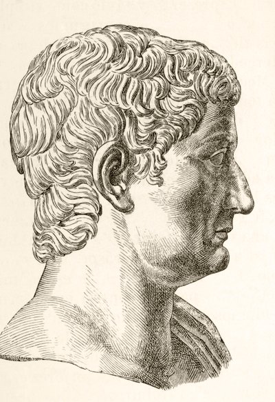 Tiberius Caesar Augustus (Kr. e. 42-37), második római császár, született Tiberius Claudius Nero, az „El Mundo Ilustrado”-ból, kiadta a Barcelonát alkotó: Unbekannt