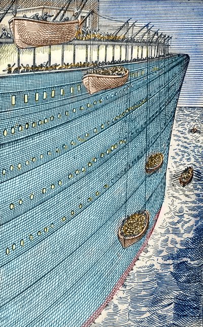 A Titanic katasztrófája, a hajók elindultak alkotó: Unbekannter Künstler