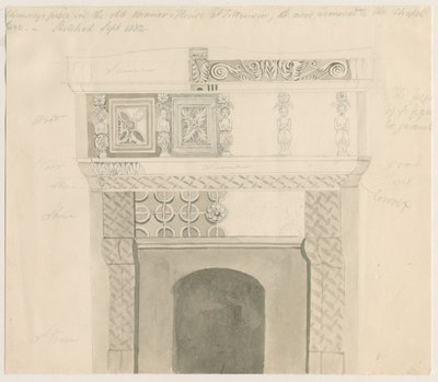 Tittensor – Kéménydarab az udvarházban: ceruza- és mosórajz, 1832. szept. alkotó: Unbekannt