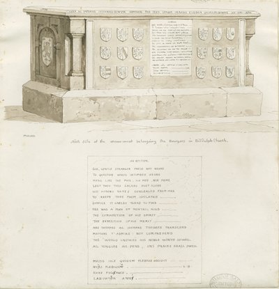Sír a Biddulph templomban - "William Bowyer": szépia rajz, 1837 alkotó: Unbekannt
