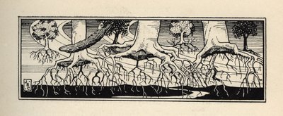 A vihar által elpusztított fák gyökereiket pontosan arra a helyre ültetik vissza, ahol voltak. Illusztráció: William Strang (1859-1921) és JB Clark Rudolf Erich Raspe (1736-1794) A münchauseni báró (Munchhausen) kalandjaiból (1789) alkotó: Unbekannt