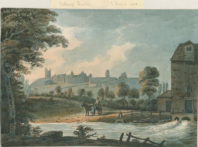 Tutbury kastély – Délkeleti nézet: akvarell festmény, 1808 alkotó: Unbekannt