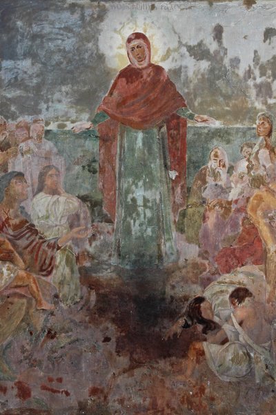 Ukrajna, Kijev, Kijev-Percherska Lavra (ortodox barlangok kolostor-orig 1051), freskó a bejáratnál alkotó: Unbekannt