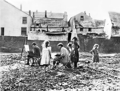 Egyesült Királyság: Művészek festenek a Torridge folyó mellett. Appledore, Devon alkotó: Unbekannt