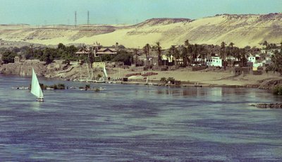 Kilátás a Nílusra Faluka csónakkal Egyiptom, 1979 körül (fotó) alkotó: Unbekannter Künstler