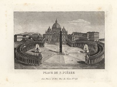 Kilátás a Szent Péter térre, a Piazza di S. Pietro-ra, a Szent Péter-bazilikával és az ókori egyiptomi obeliszkkel alkotó: Unbekannt