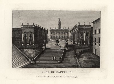 Kilátás a Capitolium-hegyre. Piazza del Campidoglio, Palazzo Senatorio, Róma. alkotó: Unbekannt