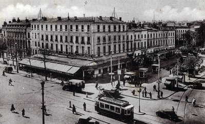 A Jean Jaures kereszteződés látképe Toulouse-ban, Haute Garonne - képeslap 1910 ca Magángyűjtemény alkotó: Unbekannter Künstler