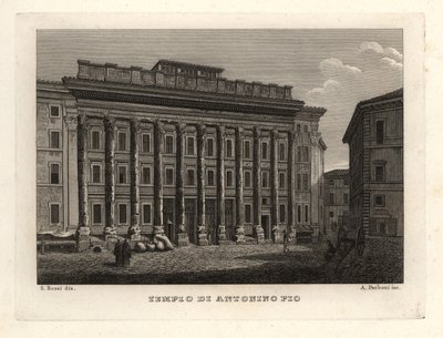 Kilátás Antoninus és Faustina templomára, Tempio di Antonino Pio, Róma alkotó: Unbekannt