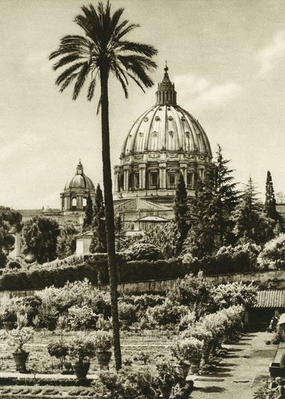 Kilátás a Vatikáni Kertekre és a Szent Péter-bazilikára (San Pietro) Rómában alkotó: Unbekannt