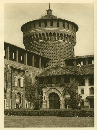 Kilátás a Castello Sforzesco (a Sforza család kastélya) udvarára Milánóban alkotó: Unbekannt