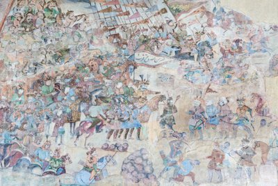 Falfestmények a Qeysarieh portálon, Naqsh-e Jahan Imam Square, Esfahan, Irán (freskó) alkotó: Unbekannter Künstler