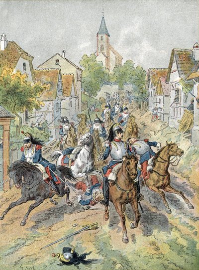 1870-es háború: cuirassiers vádja a Froeschwiller-Woerth-i csata során (1870) alkotó: Unbekannter Künstler
