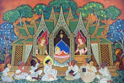 Wat Ananda Metyarama thai buddhista templom. Siddhartha Gautama (közismert nevén Buddha) születése, 20160818, Szingapúr, Szingapúr alkotó: Unbekannt