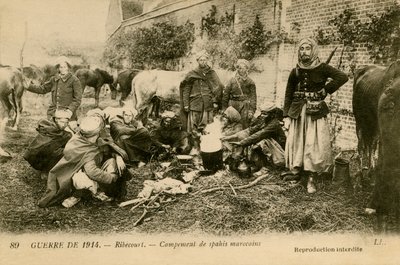1. világháború: A marokkói szpáhiak táborozása alkotó: Unbekannter Künstler