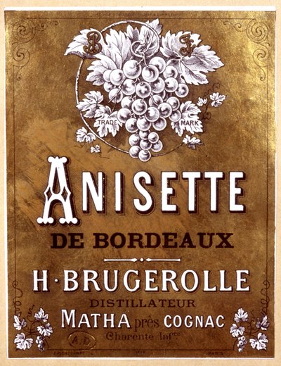 Anisette de Bordeaux üvegcímkéje, 19. század vége alkotó: Unbekannter Künstler